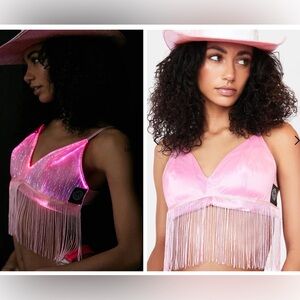 Neon Cowboys pink light up fringe bralette